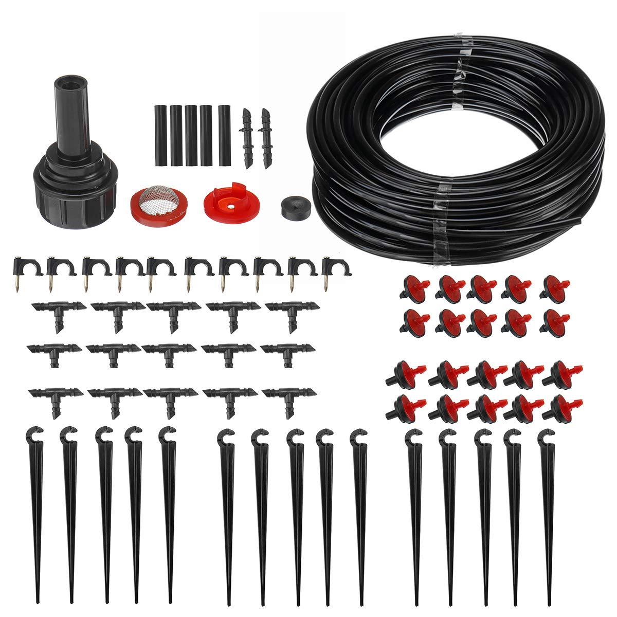 71Pcs 23M Sistema de riego automático por goteo micro de tubo de etileno para riego de jardines