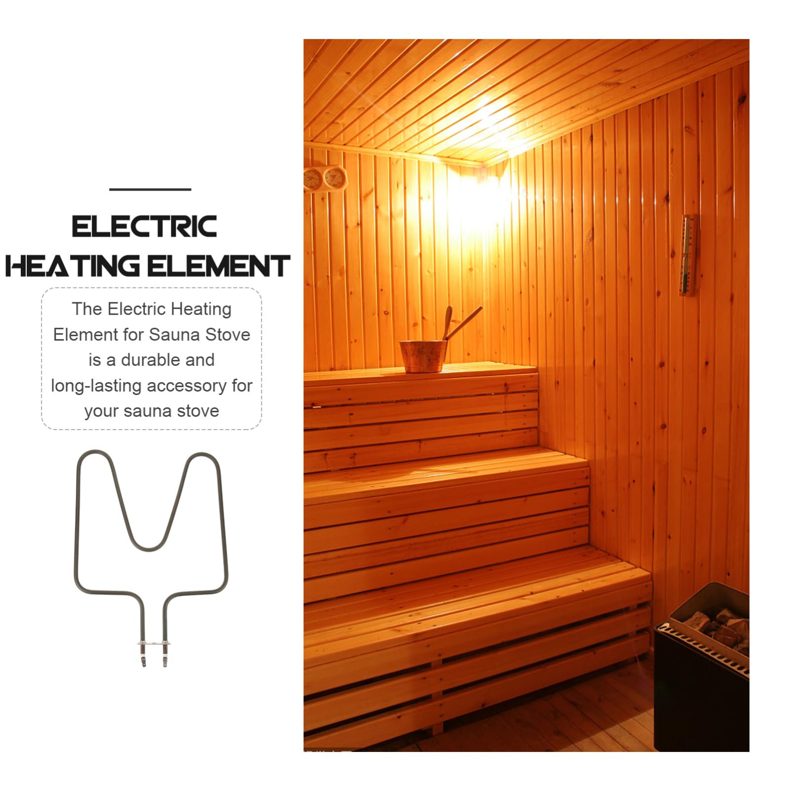 Abaodam Elemento Tubular Profesional de Sauna en Acero Inoxidable Negro
