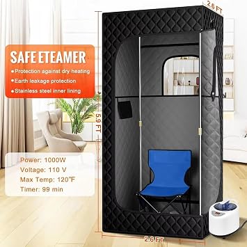 Sauna Tent, Personal Spa at Home for Your Family, Relax with Portable Sauna, 2.6 L 1000 W Portable Steam Sauna Bbox