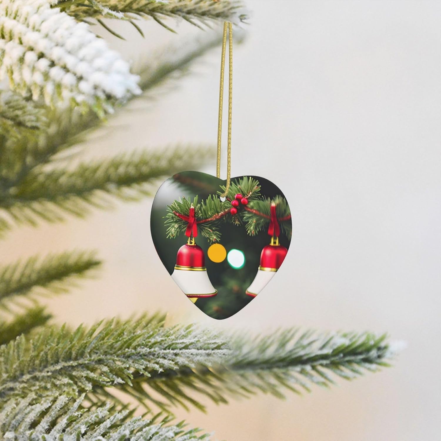 Christmas Tree and Bell Charming Christmas Ceramic Decorationsâ€“Love Heart Ornaments,Perfect for Festive Season Decor