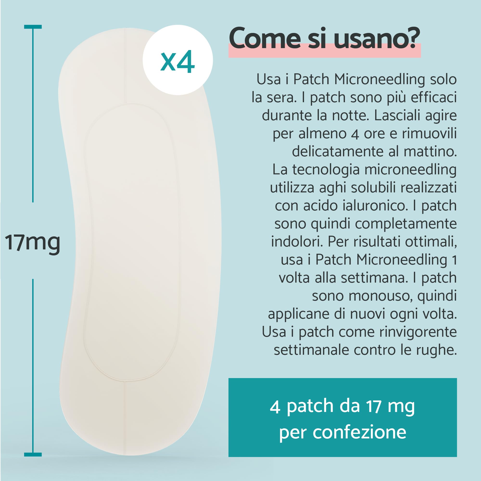 Remescar Patch Microneedling Viso Antirughe Cerotti Monouso Effetto Lifting Acido Ialuronico Peptidi Collagene