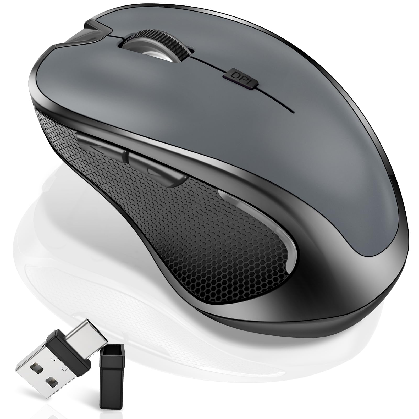 Ratón para MacBook, mouse inalámbrico Bluetooth, portátil, MacBook Air, Mac Pro, recargable, silencioso, PC, iPad, ratón óptico con interruptor de modo dual Jiggler, Bluetooth 5.2/3.0 y receptor USB