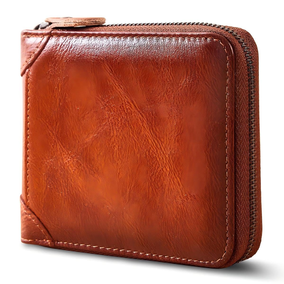 Men's Genuine Leather Wallet RFID Blocking Protection, Large Capacity Bifold Multi-card Leather Wallets and Coin Purse for Men Gift for Him