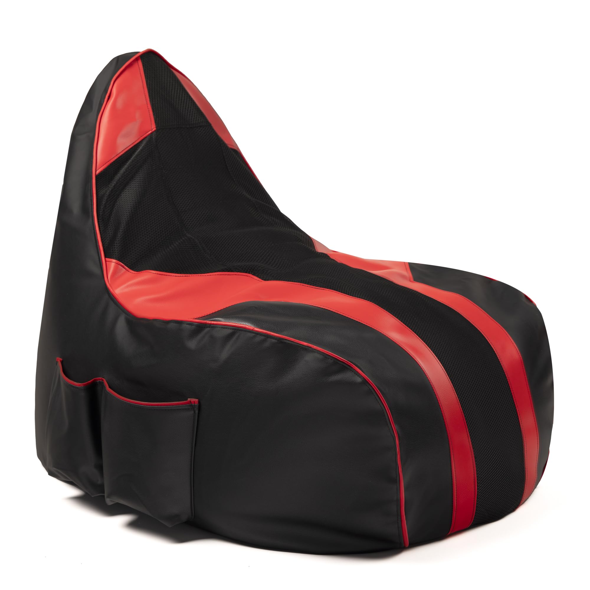 DECORESTOR Puff Gamer Pro XXL con Relleno Incluido - Negro y Rojo. Puff Gaming para Jugar en tu Habitacion. Sofa Gamer para Adultos y Niños.