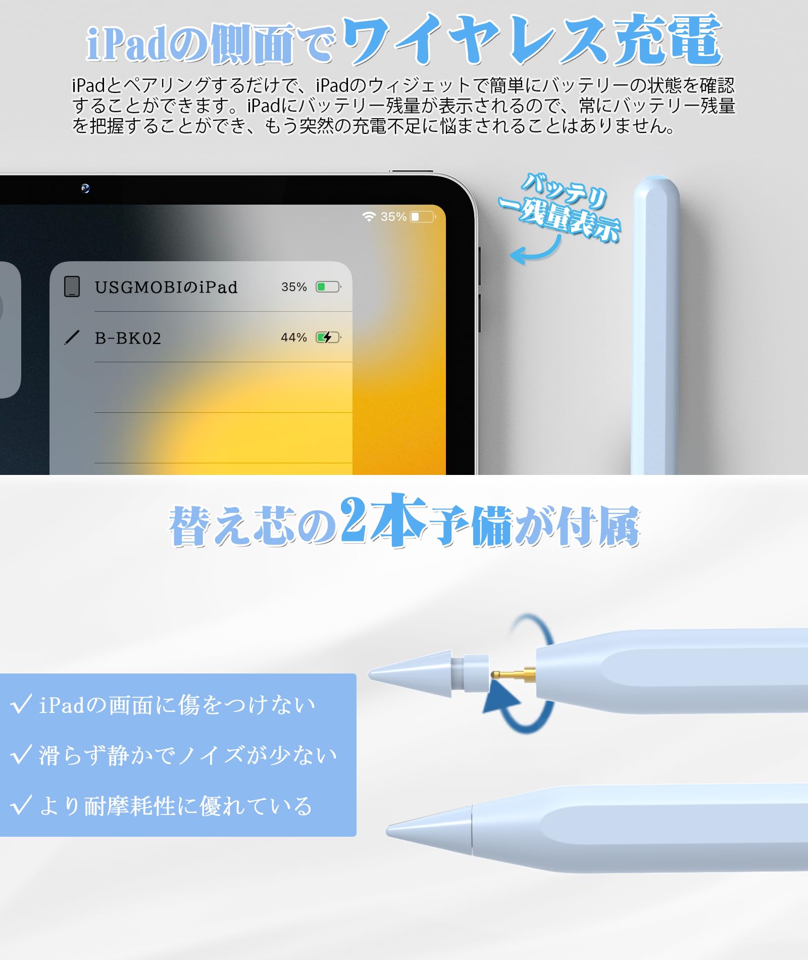 Amazon.co.jp: USGMOBI 2024 Wireless Magnetic Charging, Stylus Pen 