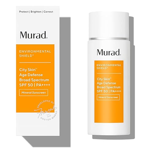 Murad Environmental Shield City Skin Age Defense de amplio espectro SPF 50 - Protector solar 100% mineral - Defensa de luz azul - Protector solar