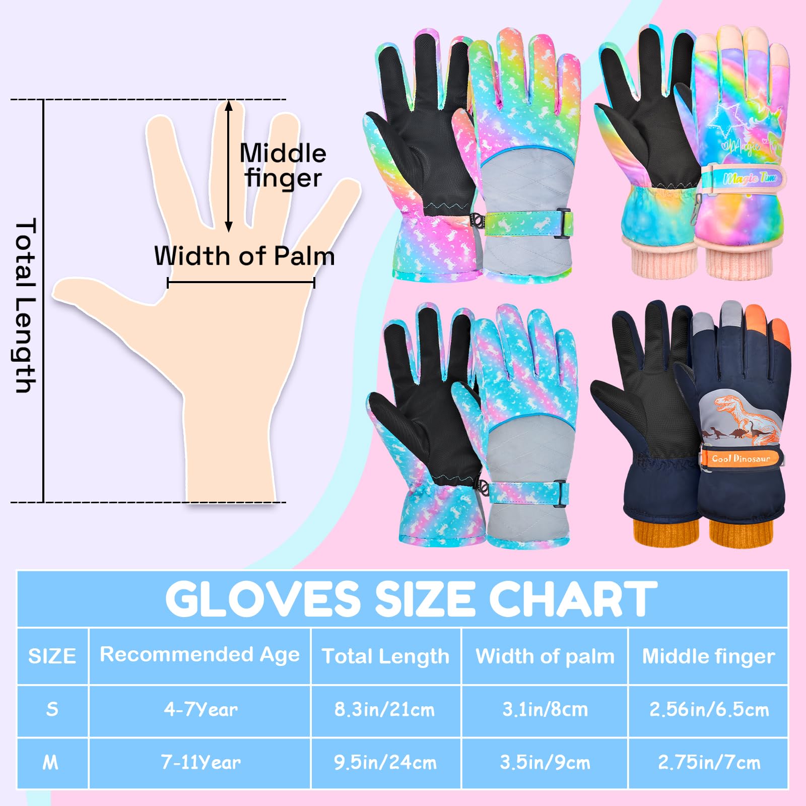 Handschuhe Kinder,Winter Schneehandschuhe wasserdichte Handschuhe Warm Fleece Winterhandschuhe Fahrradhandschuhe für Jungen Mädchen