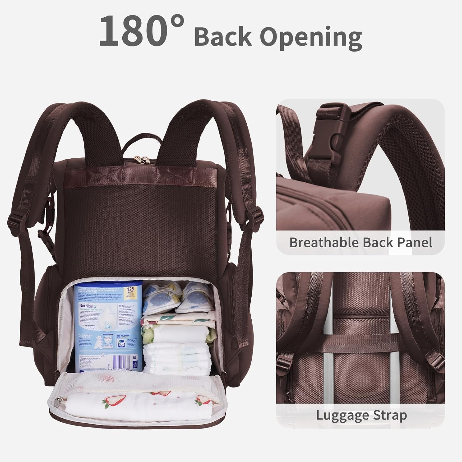 CEI-CEI Neoprene Diaper Bag Backpack Large Newborn Baby Maternity Bags Waterproof Travel Backpack for Mom Dad with Insulated Pockets,Changing Pad - Image 4