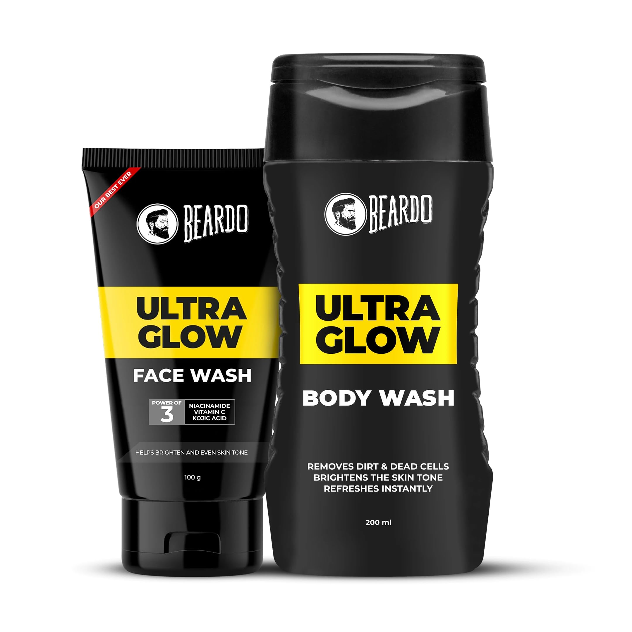 Beardo Ultra Glow Bodywash 200ml & Facewash 100ml Duo | Hydrated and Refreshing Skin | Brightening and Glowing Skin | Deep Cleansing & Nourishment | Suitable for All Skin Types - Set of 2-image-34