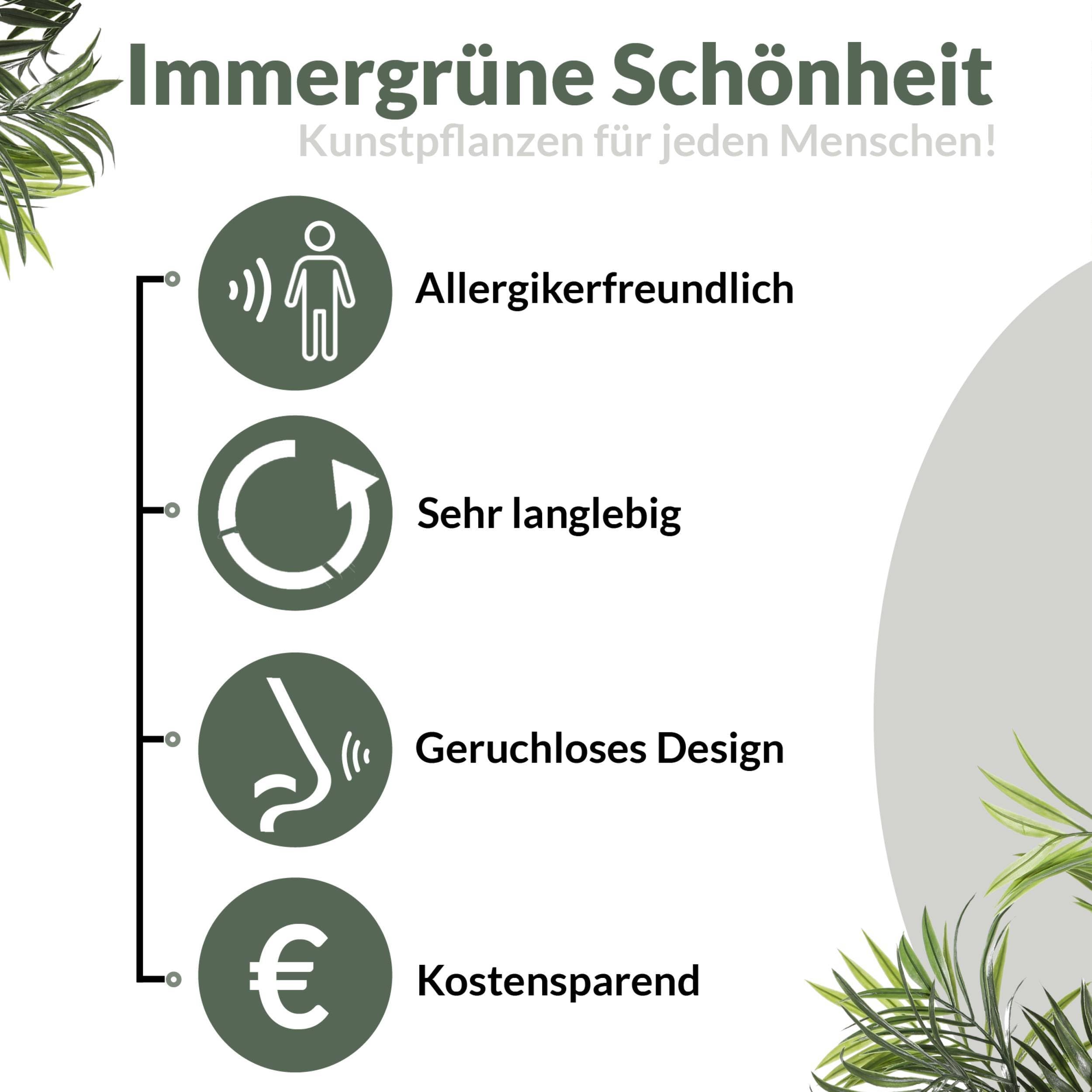 EGLO LIVING Kunstpflanze Tobetsu,75 cm künstliche Zimmerpflanze | Palme im Topf, naturgetreue Wohnzimmer Deko Pflanze, Kunstpalme groß, grüner Kunststoff und Paper Pulp