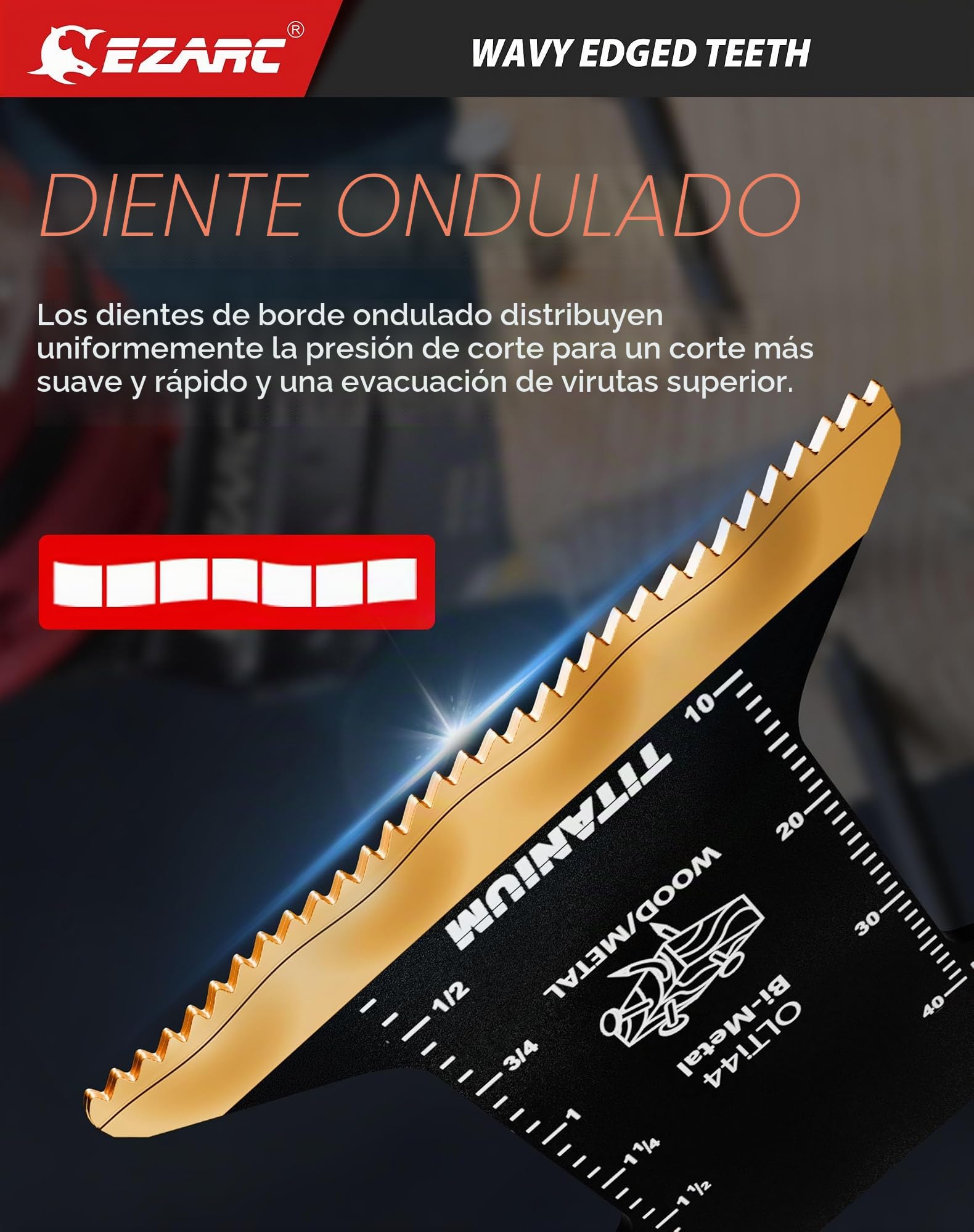 EZARC Cuchillas Multiherramienta Oscilante con Revestimiento de Titanio para cortar Metal, Madera y Material duro - 3 Piezas