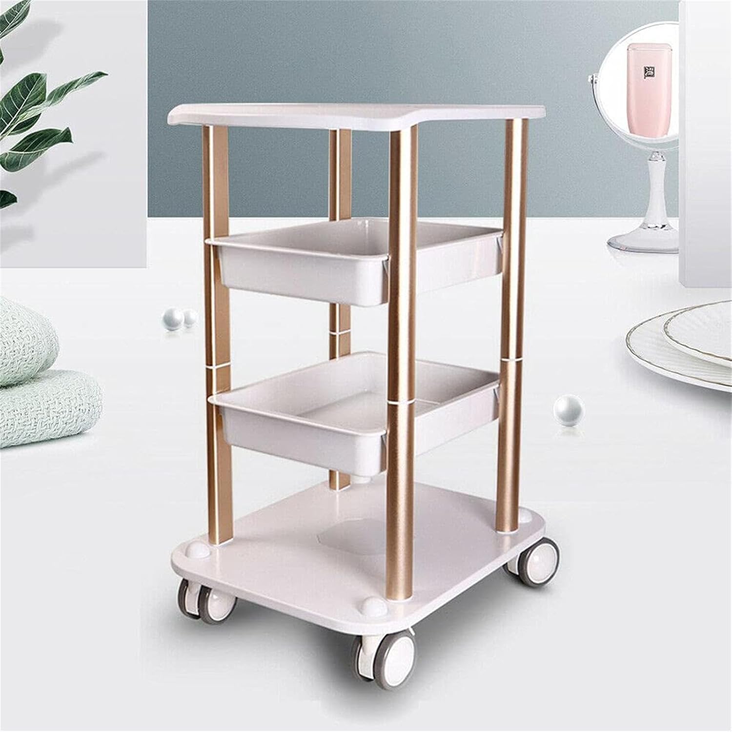CKSEKD 4 Tier Beauty Salon Tattoo Shop Barbershop SPA Trolley Storage Cart Assembled Rolling Cart Wheel Stand Tool Storage Organizer Beauty Equipment Machine Cart Table for Beauty Machine Instrument