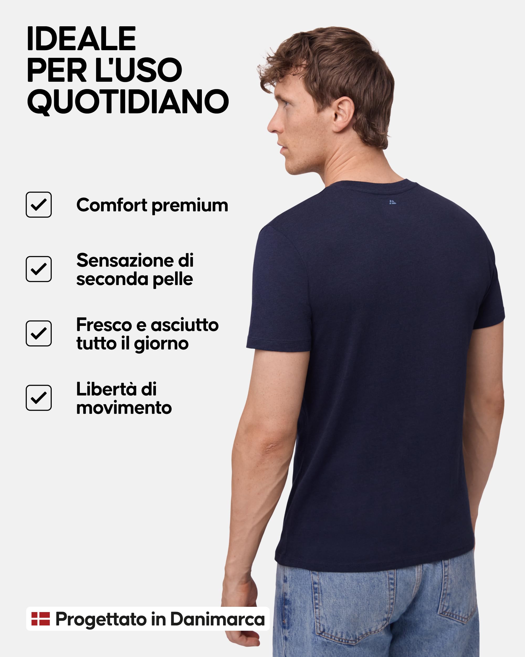 DANISH ENDURANCE T-Shirt Uomo Cotone, Magliette Maniche Corte Senza Etichetta, Scollo a V, Maglietta Intima, da 1 a 4 Pezzi