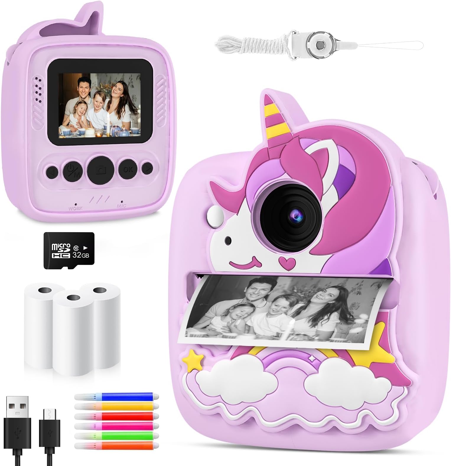 Kids Camera Instant Print, 3.0 Inch Screen Kids Instant Cameras Prin
