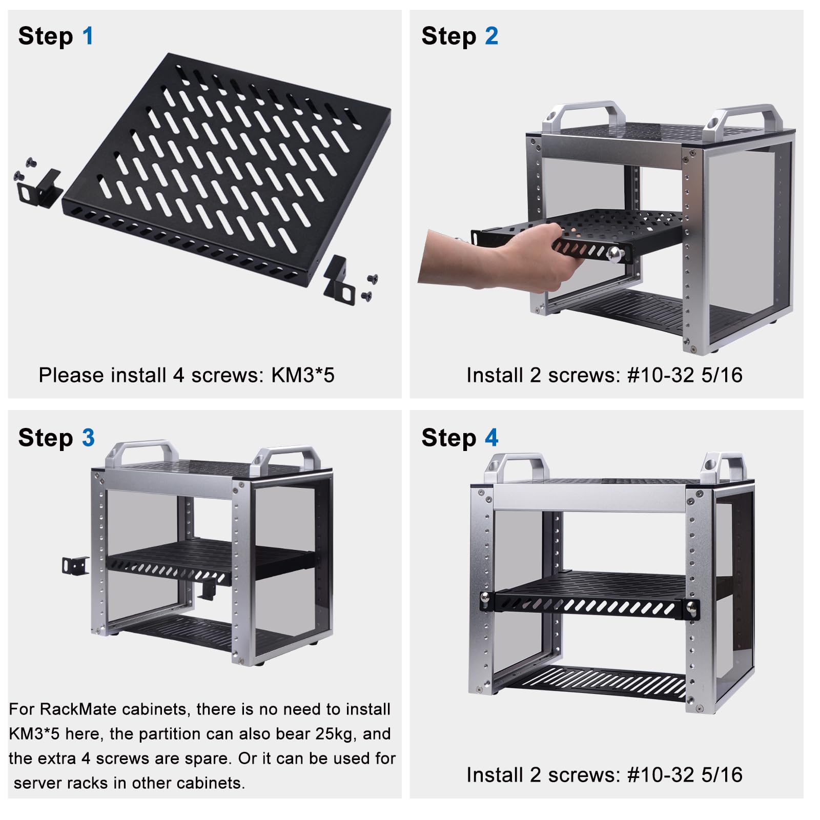 Server Shelf 10-inch - 1U Vented Rack Mount Tray For Network Equipment ...