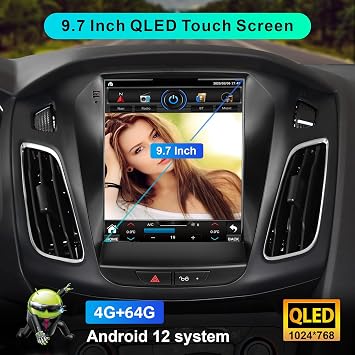 Car Radio Android 64G for Ford Focus 2012 2013 2014 2015 2016 2017 2018 Stereo with Wireless Carplay Android Auto,9.7 Inch Vertical HD Touchscreen with GPS Bluetooth WiFi 1080P HD Backup Camera