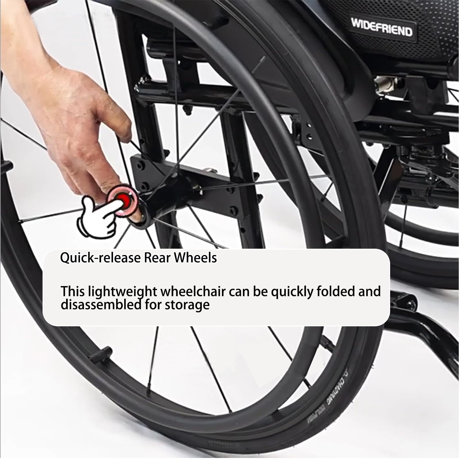 Silla de ruedas de Plegable ligera para deportes, Silla de ruedas de transporte de aluminio, Autopropulsable, portátil, para viajes (Seat width:38cm/14.9in,Black)