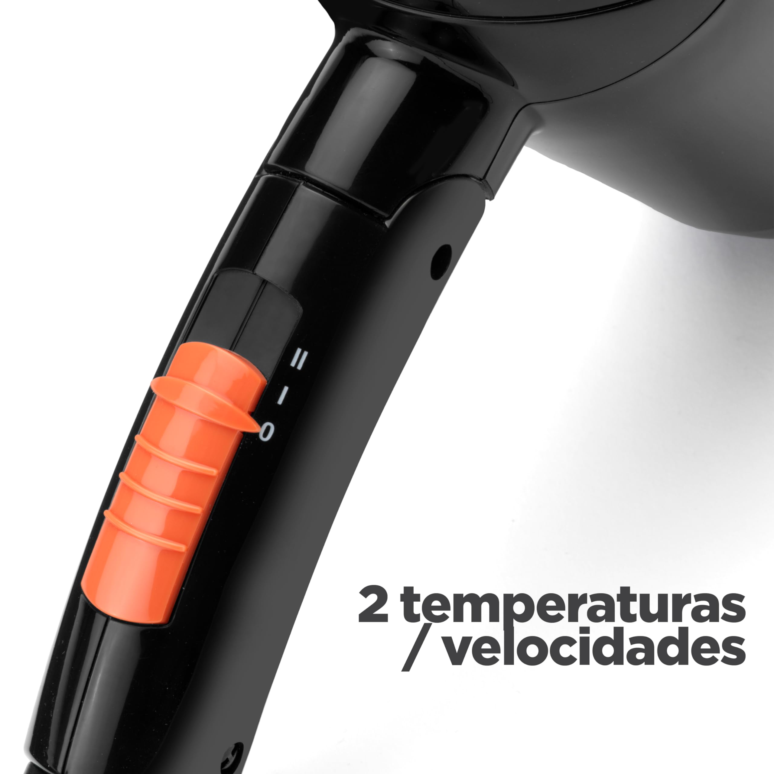 BaByliss Secador de Pelo de Viaje Plegable - 2000 W, Secador ligero y potente, Multivoltaje, Compacto, Uso mundial, 2 Ajustes de calor/velocidad, Negro/naranja, 5334E