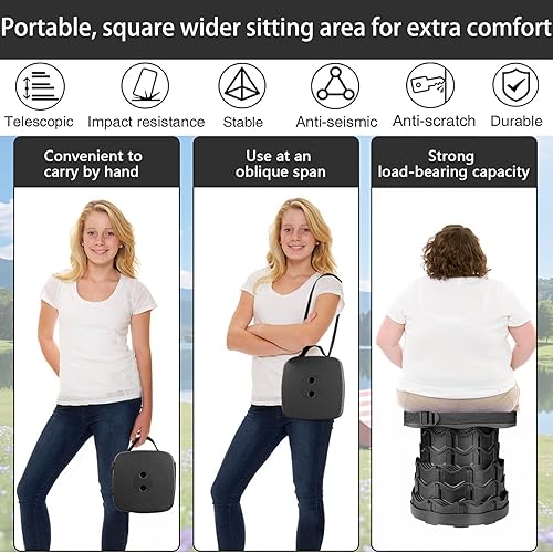 Miniatura 5 de Fishboy Taburete plegable cuadrado mejorado, peso máximo de 400 libras, ligero pero resistente, plegable retráctil portátil, plegable, plegable para
