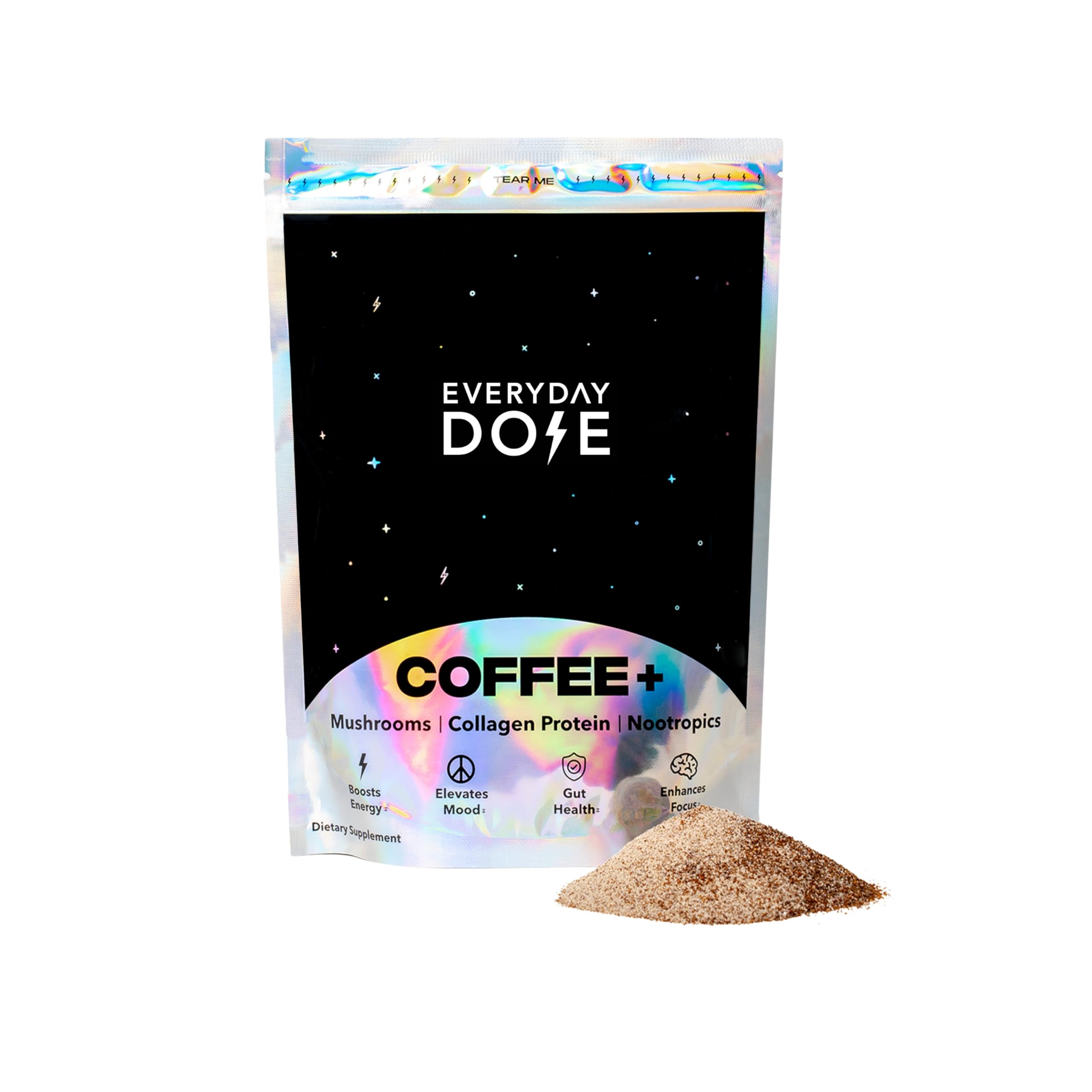 Everyday Dose Premium Adaptogenic Mushroom Coffee with Grass-Fed Collagen, Chaga, Lions Mane & L-Theanine for Better Focus, Energy, Digestion, Skin, and Immunity 30 Servings