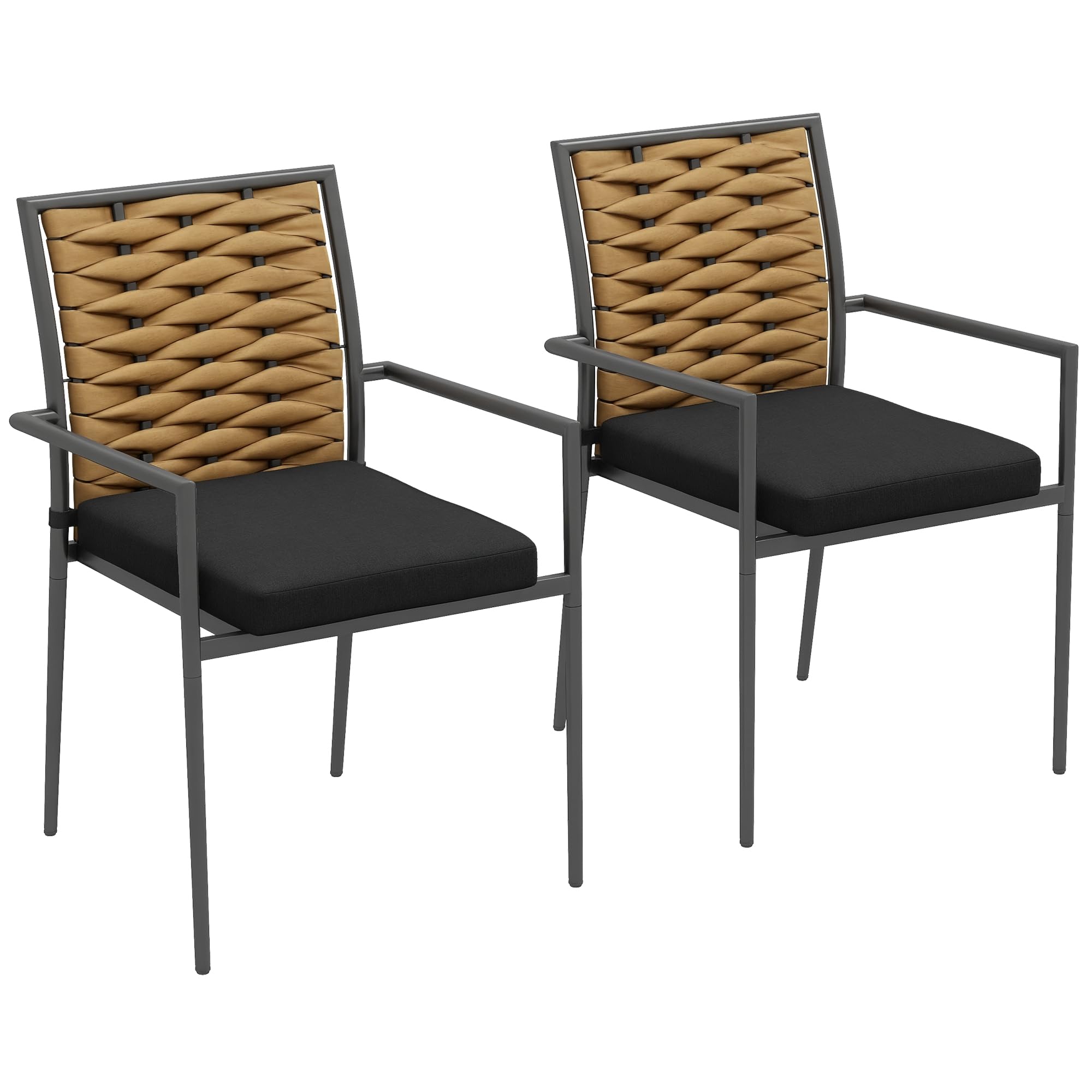 Outsunny zestaw 2 rattanowych krzeseł 57x58x87 cm brąz+czarny+szary
