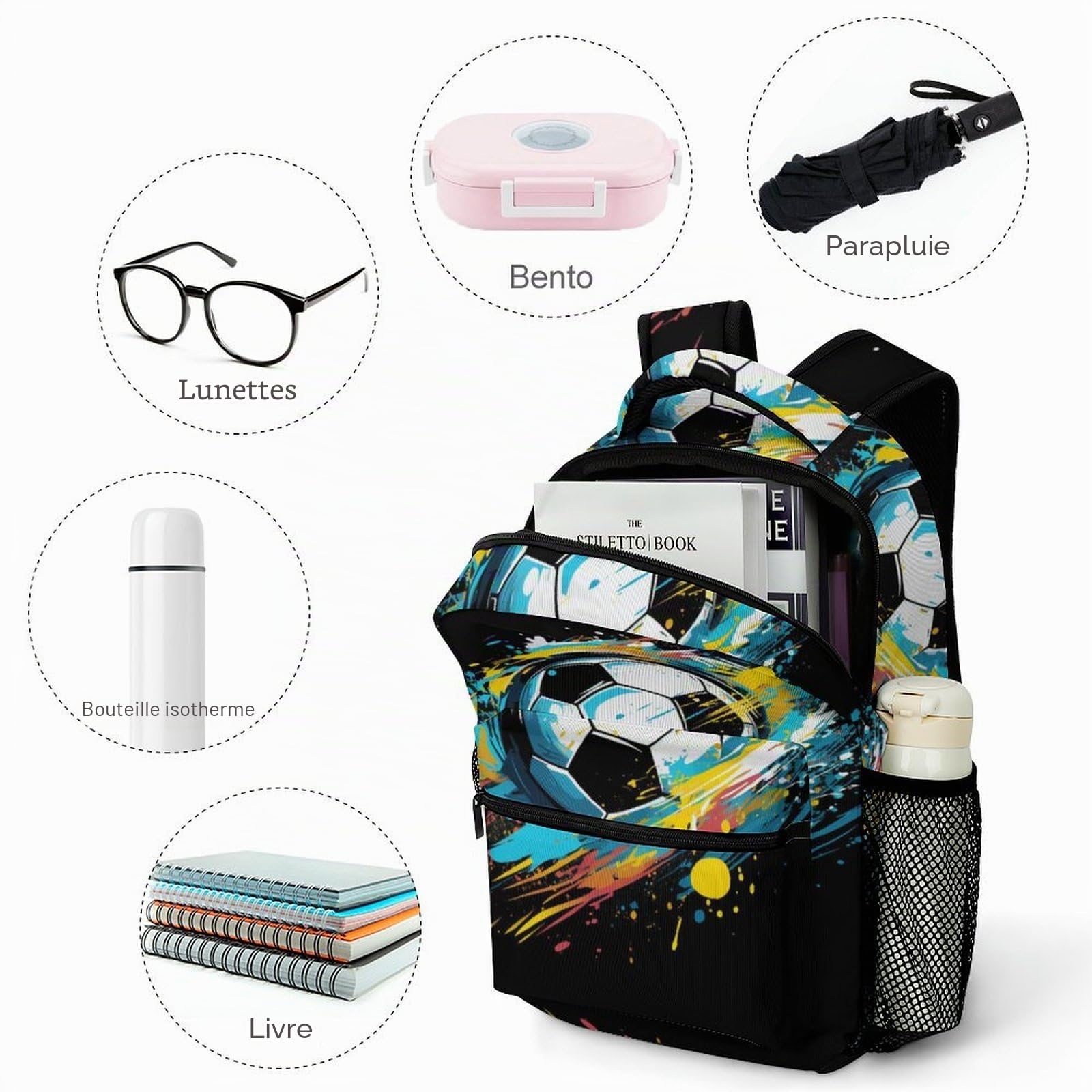 Sac A Dos Football Cartables Enfants Sportif Sac D'éCole Sac Ecole Sac Scolaire Pour Garcon Filles One Size
