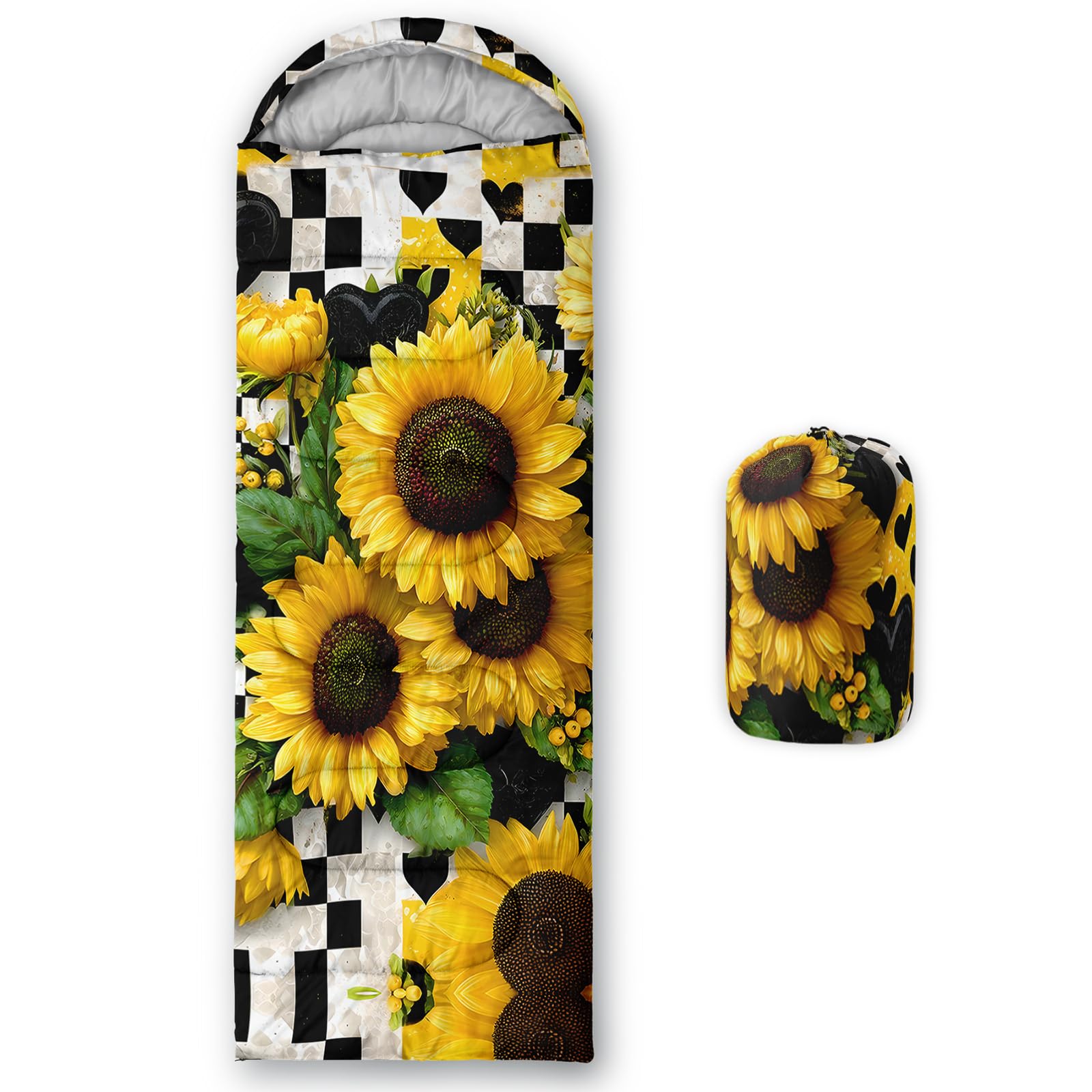 QOOMO Sunflower Plant Waterproof Sleeping Bags for Adults & Kids,Printed Camping Sleeping Bags, 3 Season Warm & Cool Weather,Lightweight,Traveling,and Outdoors,Camping Gear Equipment,31x90inch