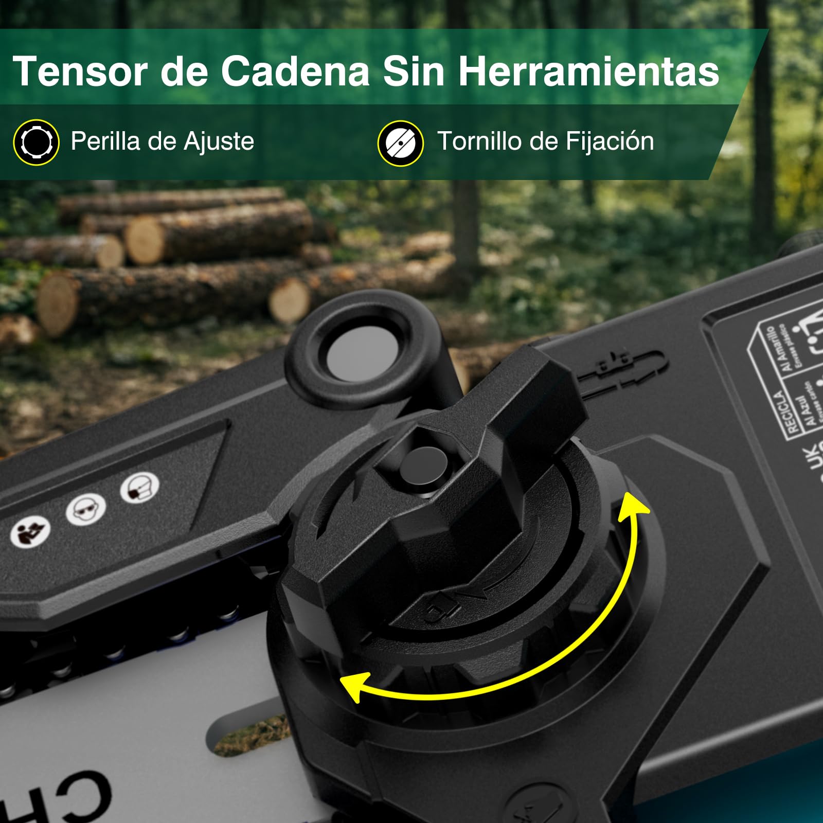 Motosierra a batería 6" - Motosierra de una mano con juego de 8" (2 en 1), engrasador automático, tensión de cadena sin herramientas, maletín, 2 barras guía y 2 cadenas con cubrecuchillas, sin batería