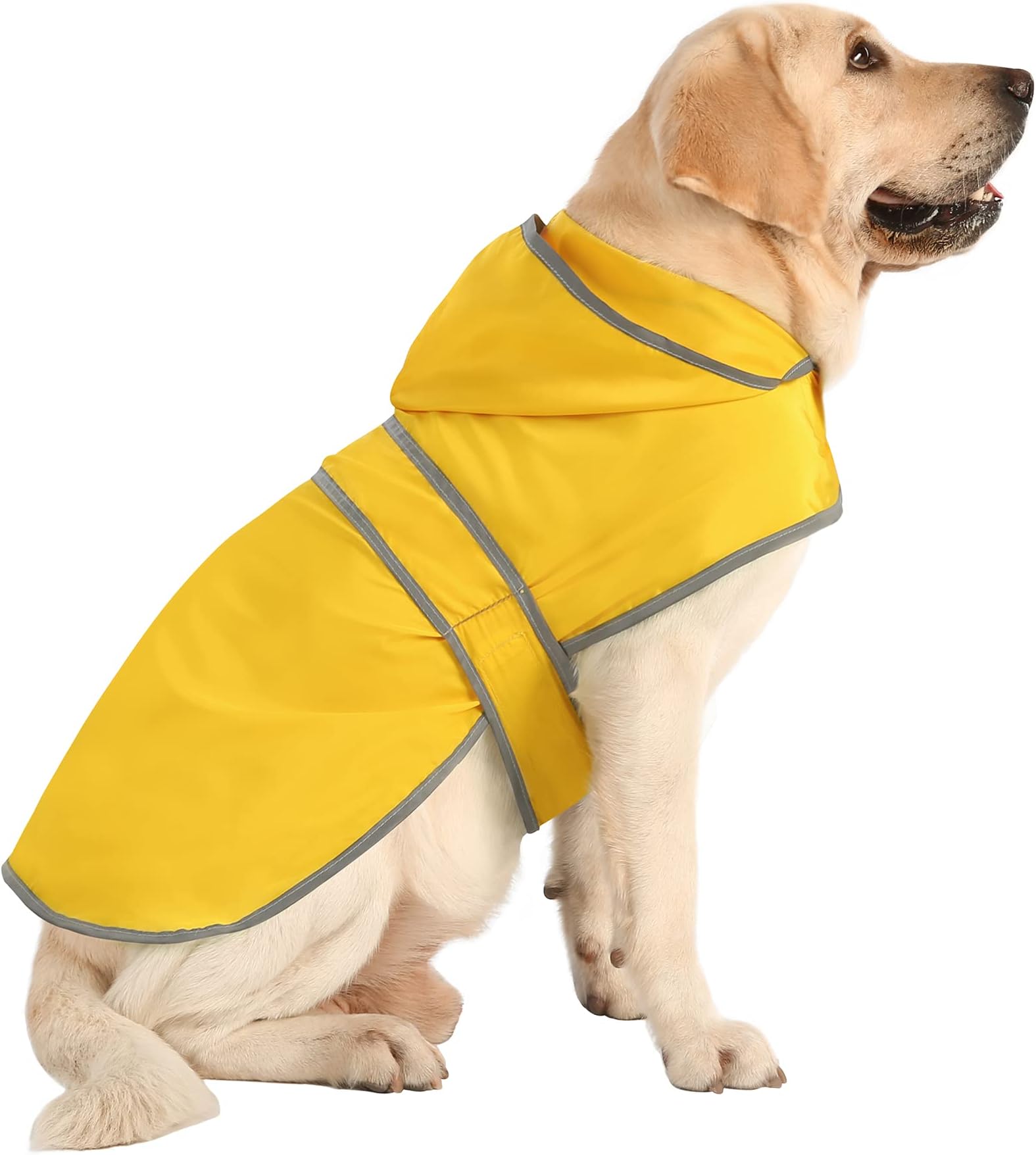 Dog Raincoat with Hood and Leash Hole, Adjustable Belly Strap, Reflective Strips, Lightweight Slicker Poncho Rain Jacket Coat for Small Medium Large Dogs and Puppies