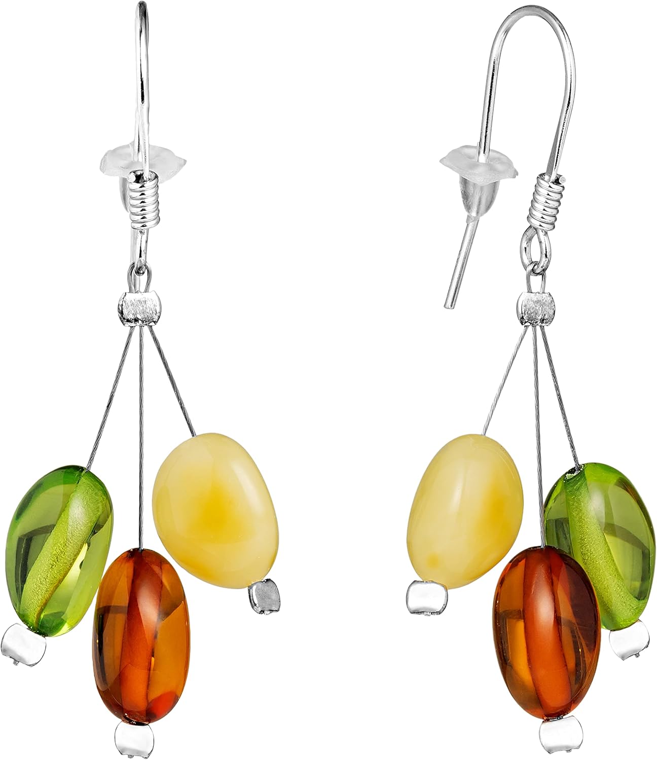 Pull-Through Earrings, Amber Jewelry, Faceted Sparkling Amber Earrings - Parent