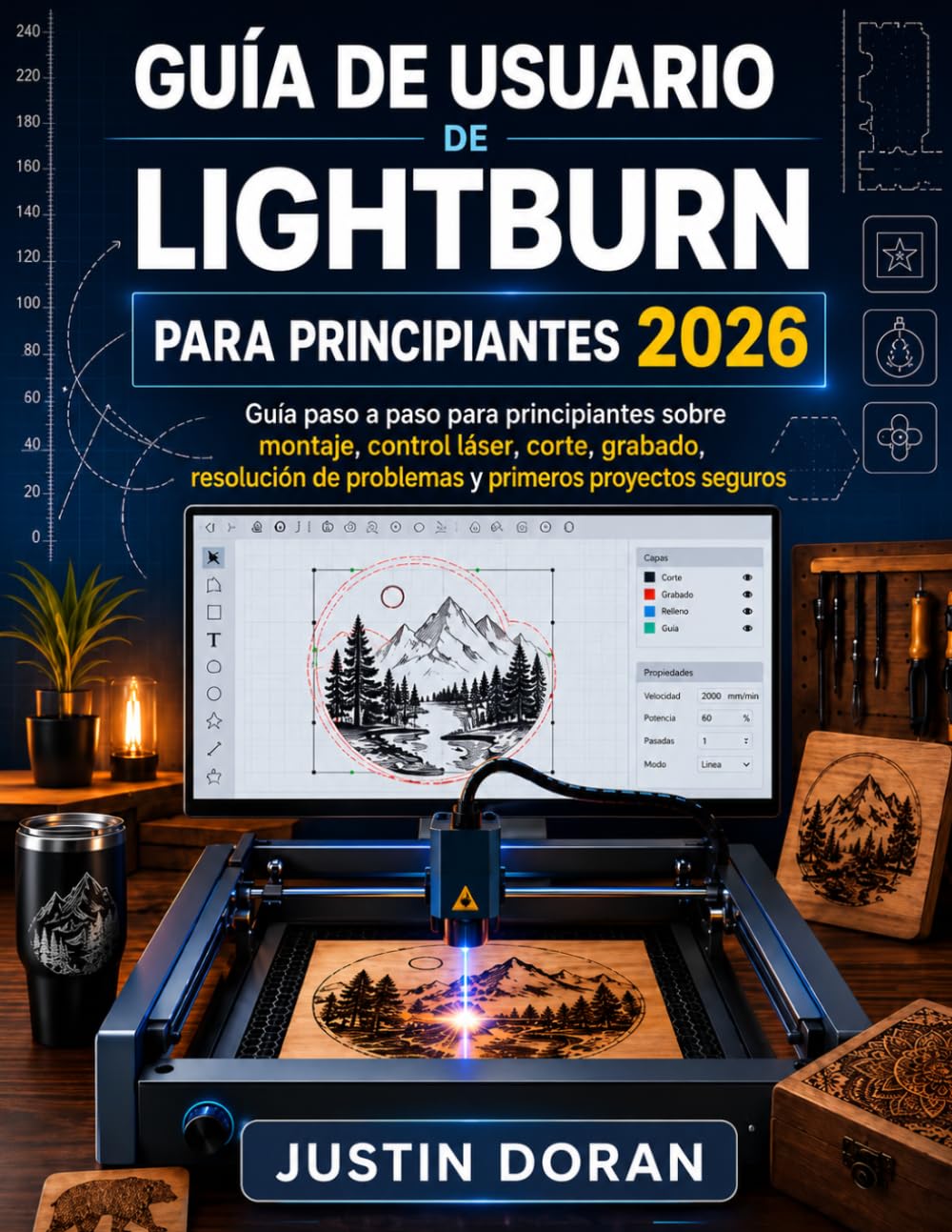 Guía De Usuario De Lightburn Para Principiantes 2026: Guía paso a paso para principiantes sobre montaje, control láser, corte, grabado, resolución de problemas y primeros proyectos seguros