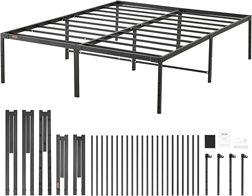 Miniatura 13 de VEVOR Base de cama de metal individual de 14 pulgadas, no necesita somier, base de colchón integrada con soporte de listones de acero, fácil