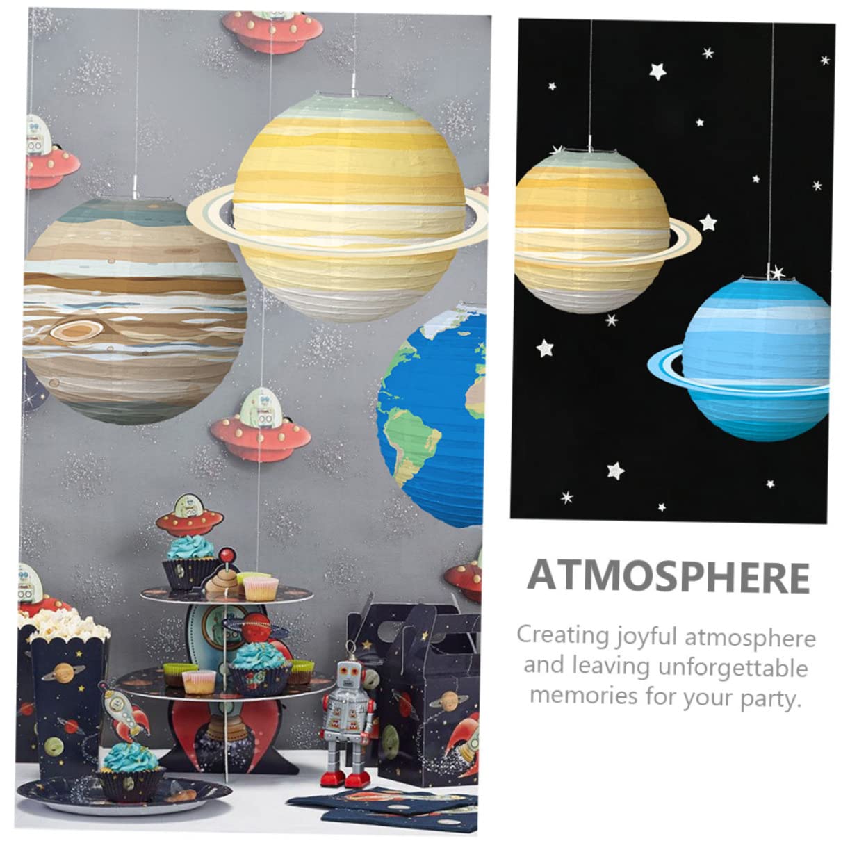 8 Stück Weltraum Papierlaternen aus Papier Sonnensystem Hängelaternen für Kinderparty Klassenzimmerdeko Planetenmotiven