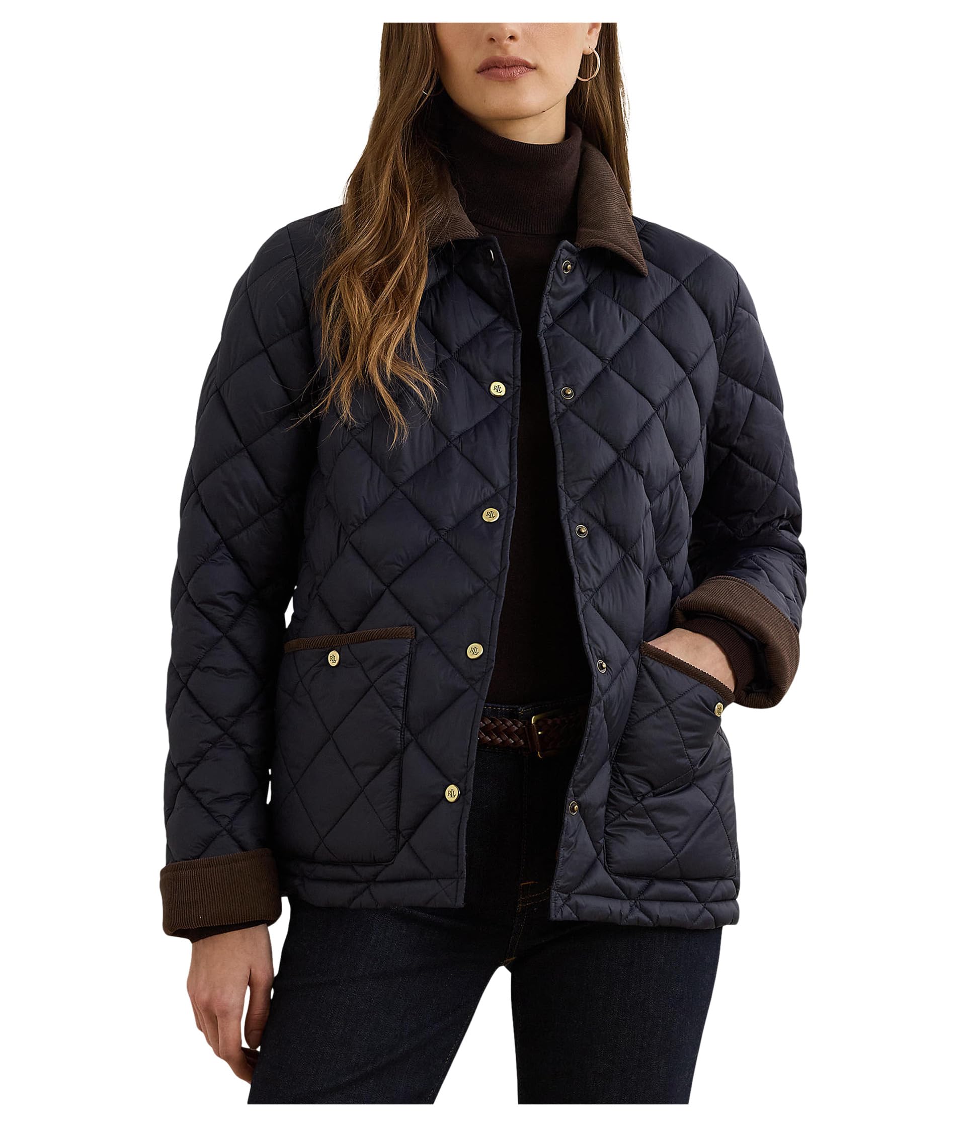 Photo 1 of [SIMILAR ITEM] Lauren Ralph Lauren Womens Soft Puffer Diamond Quilted Poly Dark Navy X-Large