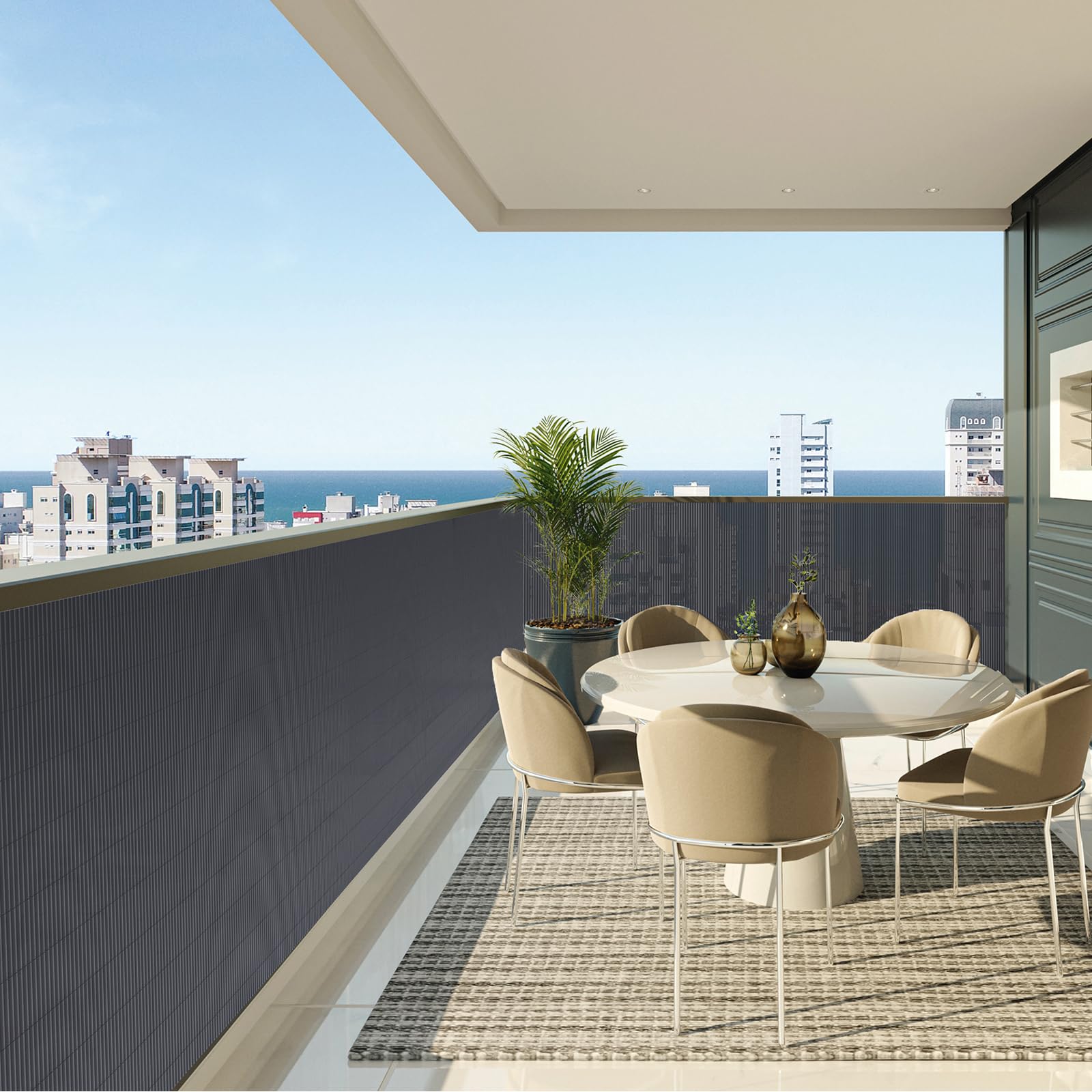 interGo PVC Sichtschutzmatte Sichtschutzzaun Privatsphäre Wetterfest für Garten, Balkon und Terrasse, mit Strukturierte Oberfläche, mit Kabelbindern