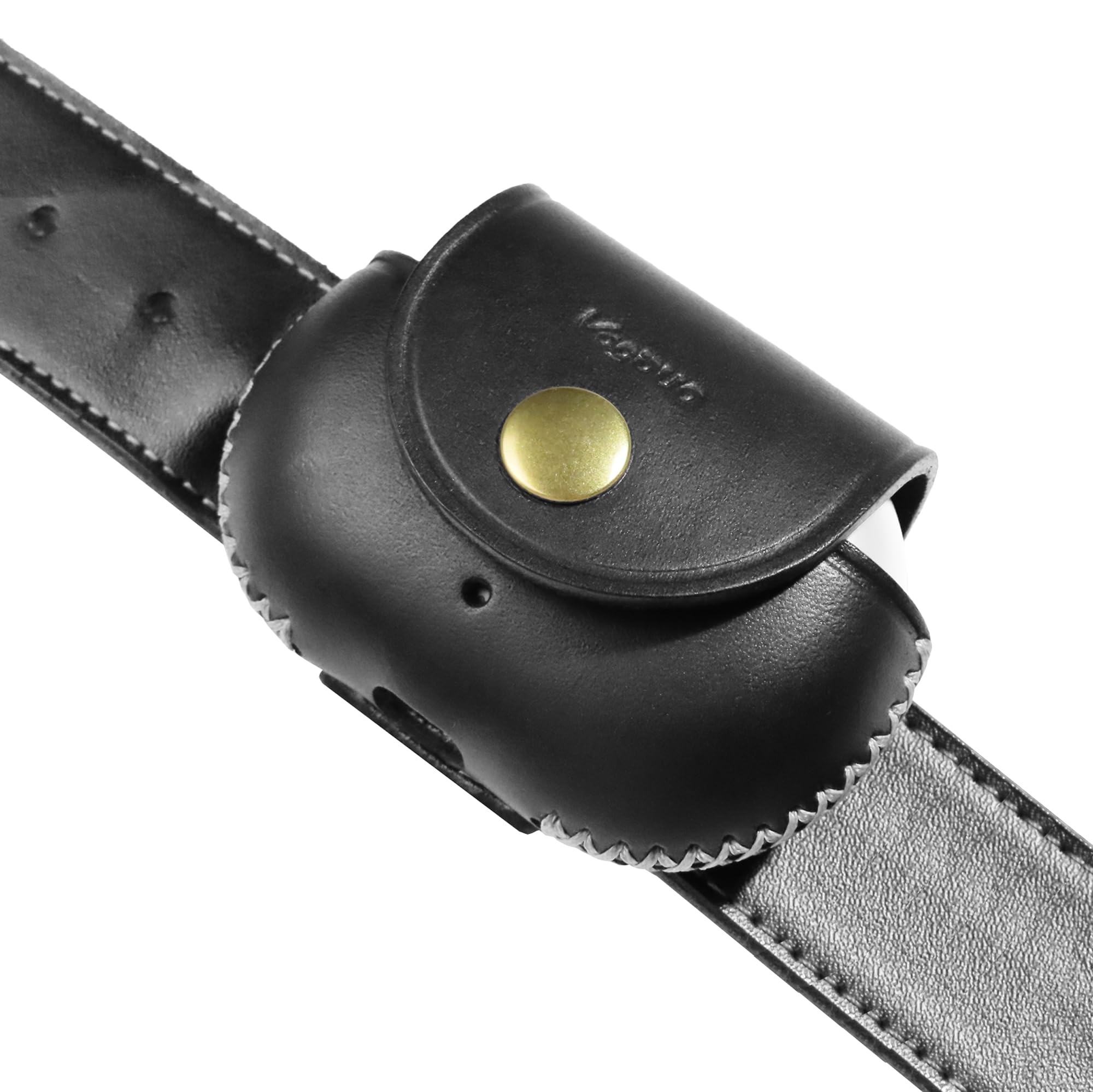 VogDUO Genuine Leather Case for Beats Studio Buds Holder Full Cover with Belt Loop Soft Protection Compatible with Beats Studio Buds + (Black Belt Loop)