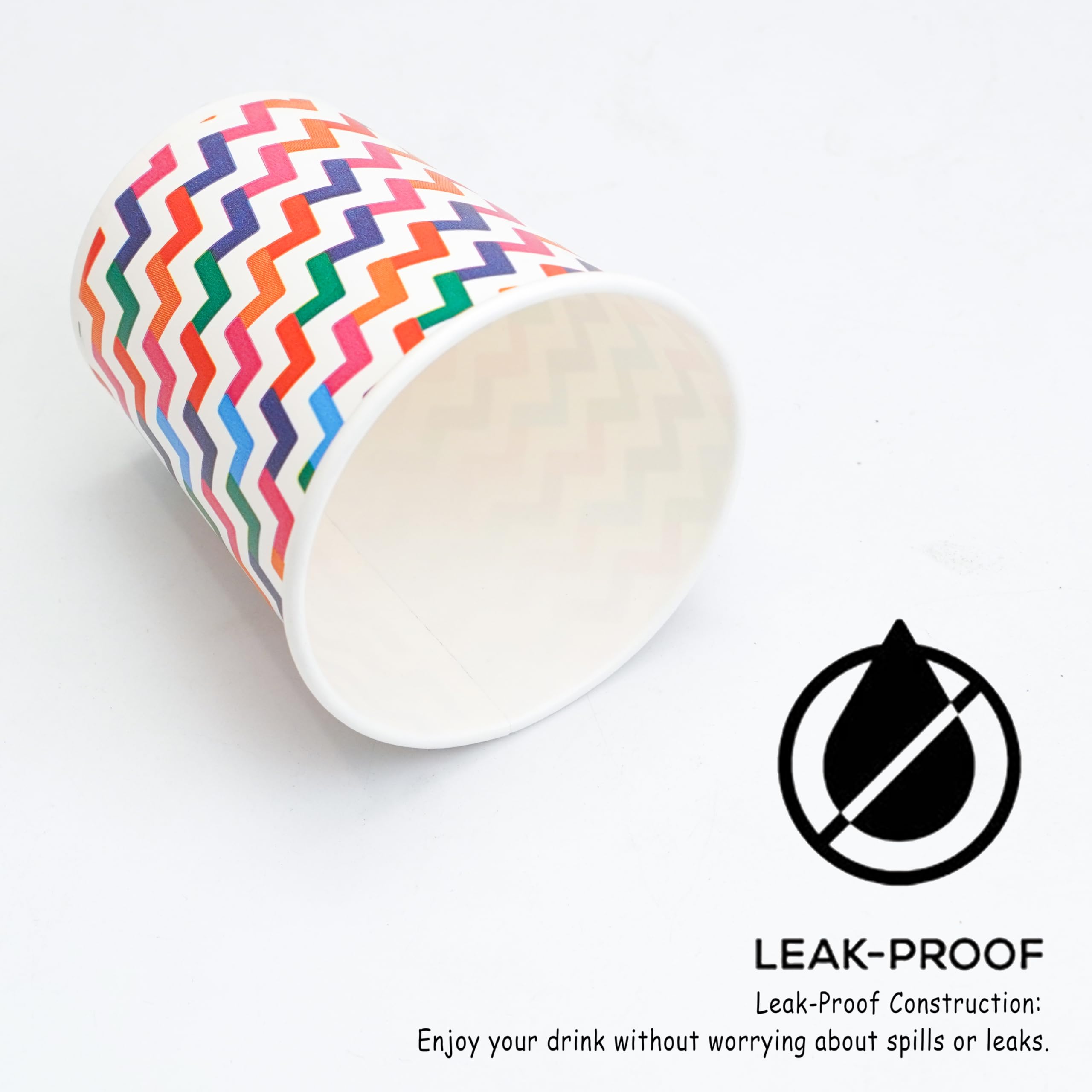 PARICOTT 200ml – 200 Cups | Zigzag Printed Paper Cups | Eco-Friendly Disposable Cups for Hot & Cold Beverages – Ideal for Tea, Coffee, Juice, Water, Cocktail, Party, Travel, Wedding, Events 4