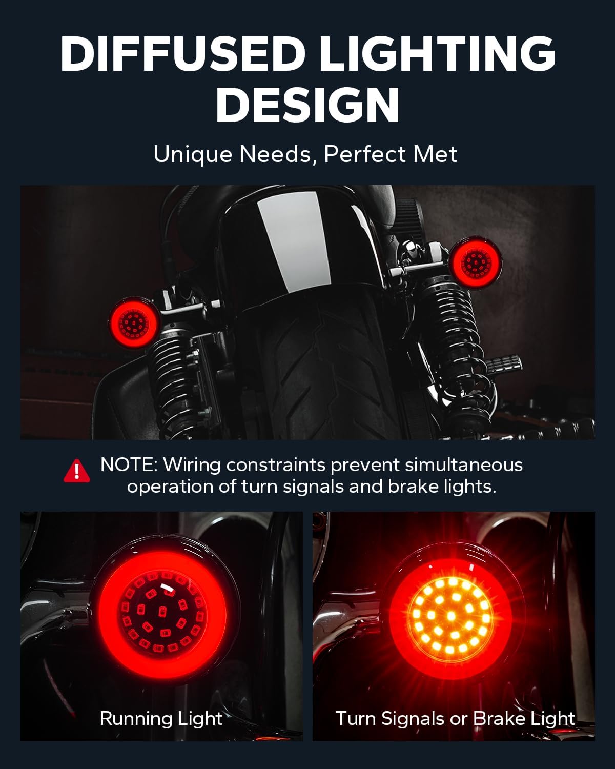 Amazicha 2 inch Diffused Rear Turn Signals, 1157 LED Integrated Turn Signal with Smoked Lens Covers Fit for Harley Touring Road Glide Road King Street Glide Electra Glide Softail Dyna Sportster 883