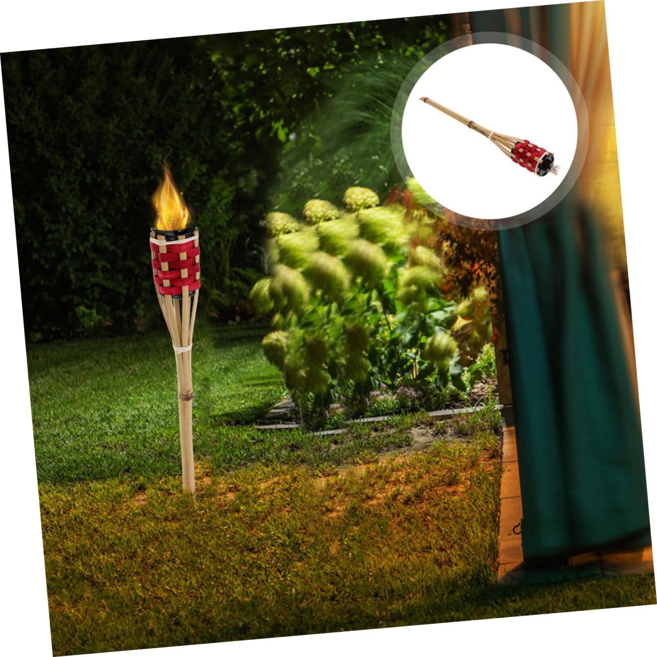 Outdoor Bamboo Torch Handheld Oil Lamp for Parties Gardens Festivals Decorative Lighting