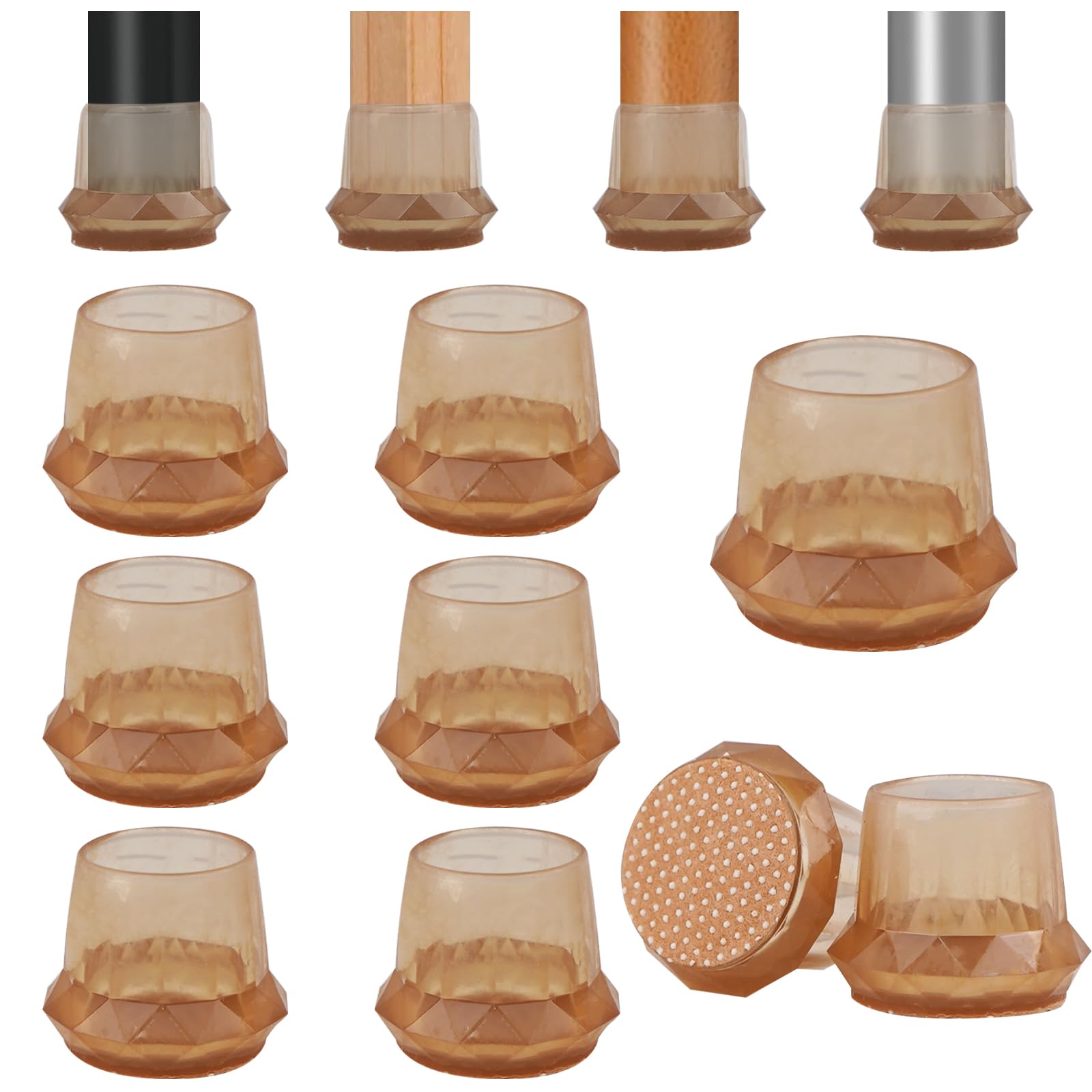 Vookkp 24Pcs Chair Leg Floor Protectors Round Silicone Chair Leg Caps Covers with Felt Pads for Hardwood Floors,Anti-Scratch Reduce Noise(L Fit: 32-41mm