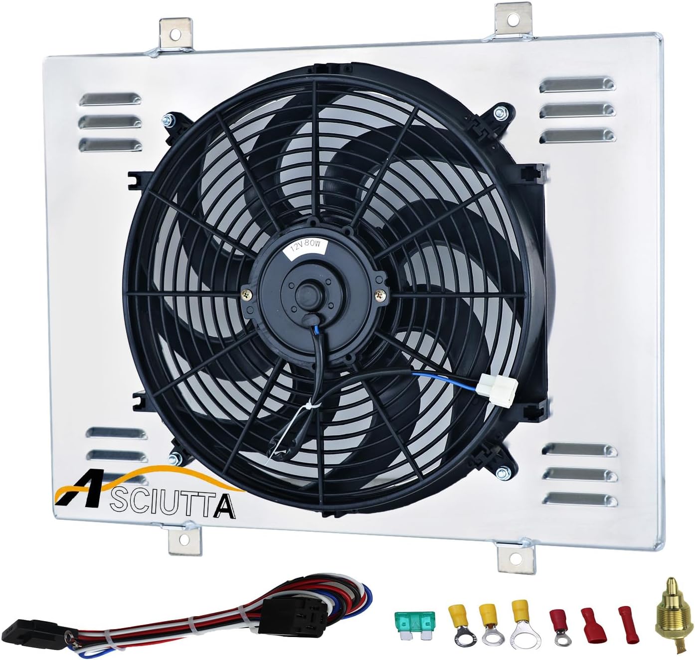 Aluminum Radiator Shroud Fan For 1967 1968 Ford Galaxie LTD/Mercury Marquis V8 With Thermostat Relay Kit 14''fan