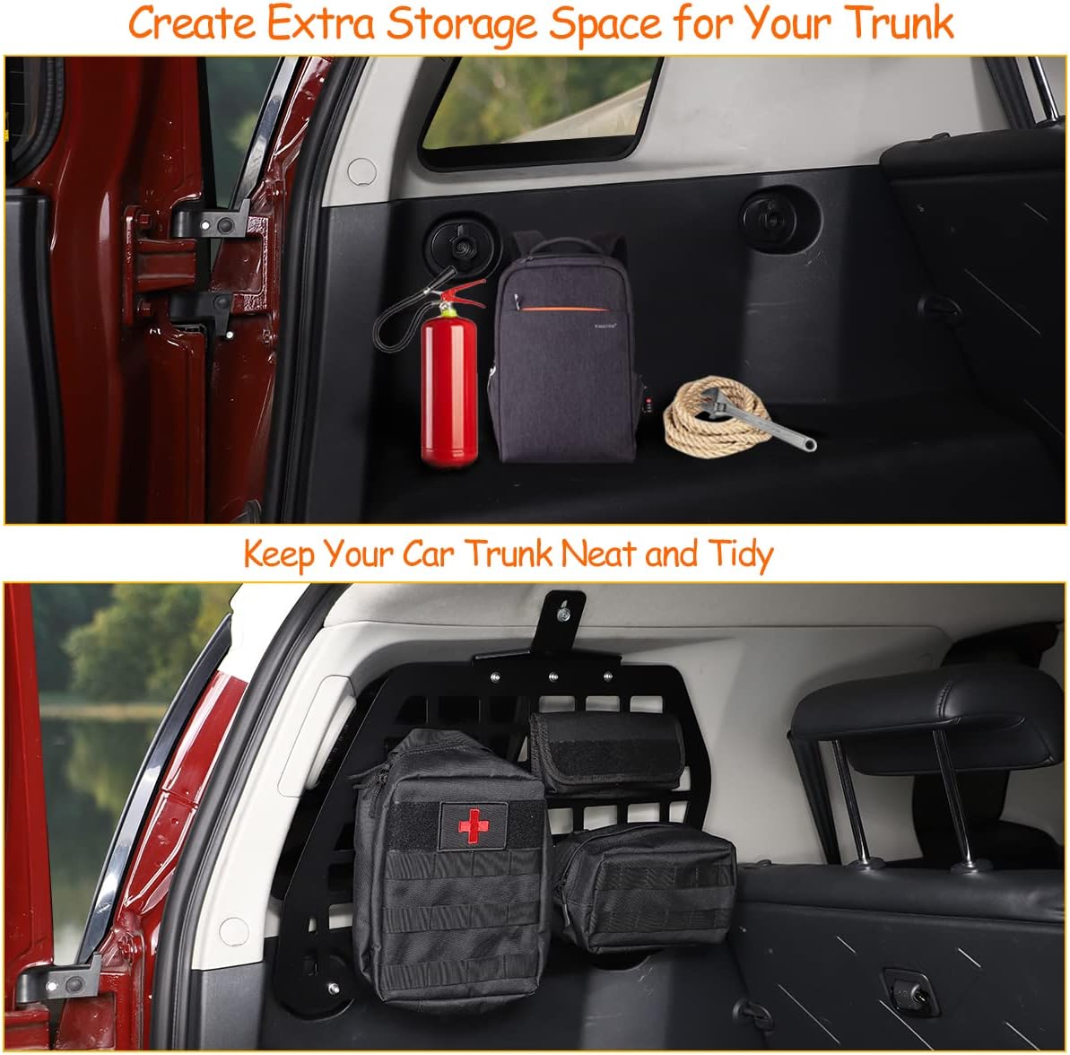 Trunk Storage Panel Compatible with Toyota FJ Cruiser 2007-2021, Modular Rear Left Cargo Rack Shelf Interior Luggage Holder, Panel Vehicle Rear Organizer Mount Bracket(Left)