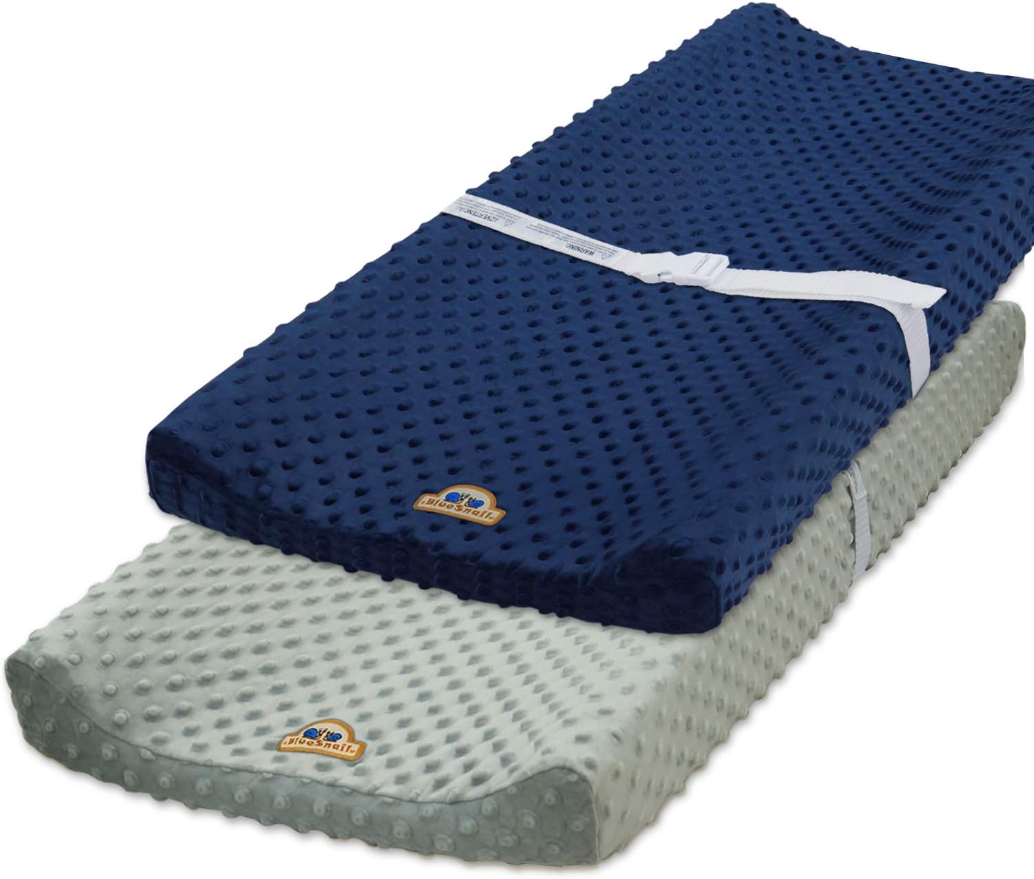 BlueSnail Ultra Soft Minky Dot Changing Pad Cover 2 Pack (Gray+Navy, 2 Pack)