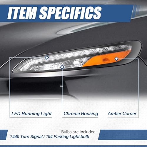 Miniatura 2 de Auto Dynasty Lámparas LED DRL de señal de giro de estacionamiento compatibles con Jeep Cherokee 2014-2018, lado del conductor y del pasajero,