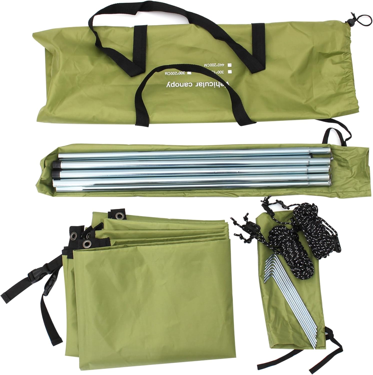 Car Camping Tent, Tailgate Tent 118x78in Oxford Fabric Stable Waterproof & Portable SUV Car Awning Side/Rear-Mounted Camping Sun Shelter UV Protection (Green), Awning