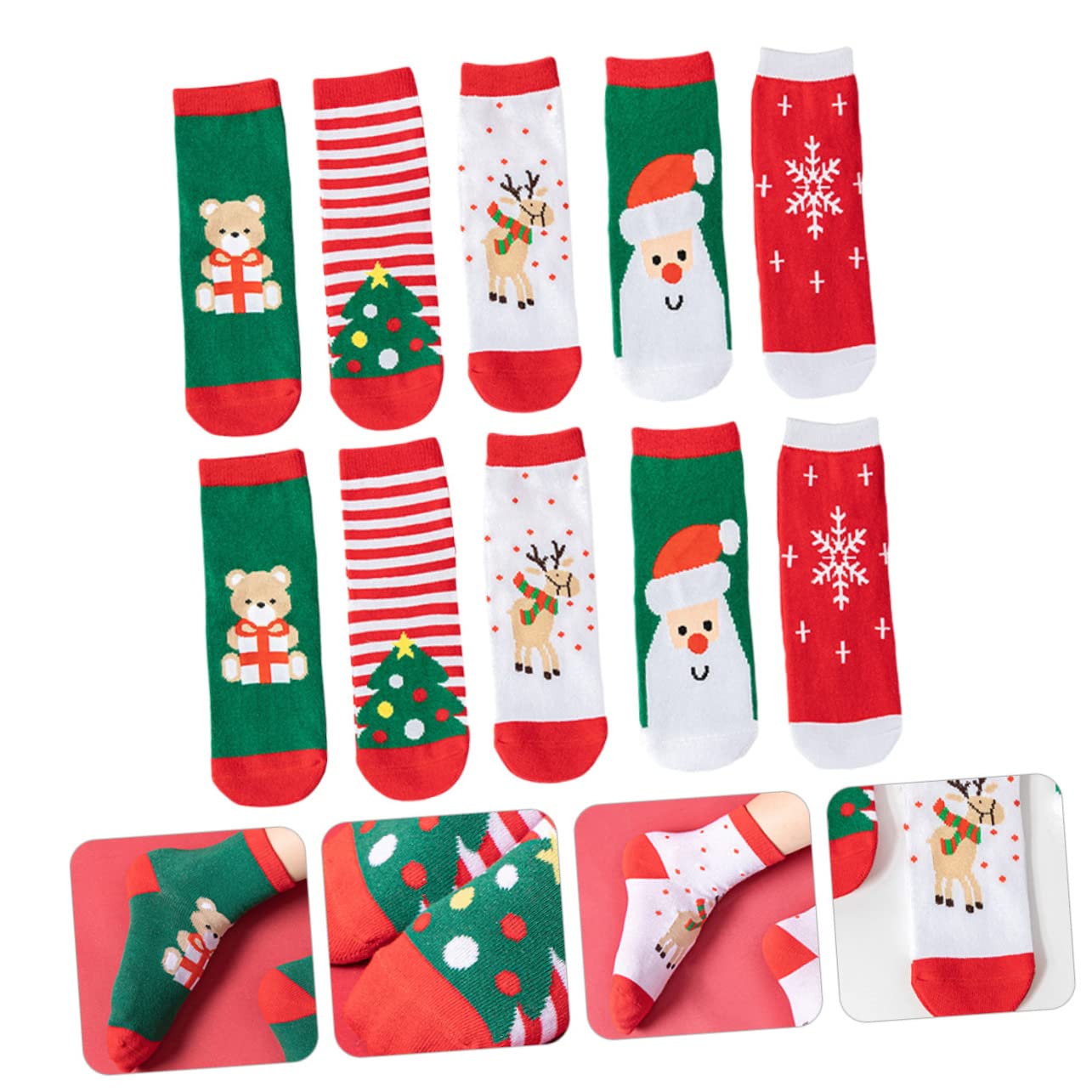 GALPADA 3 Set Di Calzini Di Natale Per Bambini Set Di Calzini Caldi Con Motivo Natalizio in Cotone Traspirante Per Ragazzi E Ragazze 5 Paia * 3