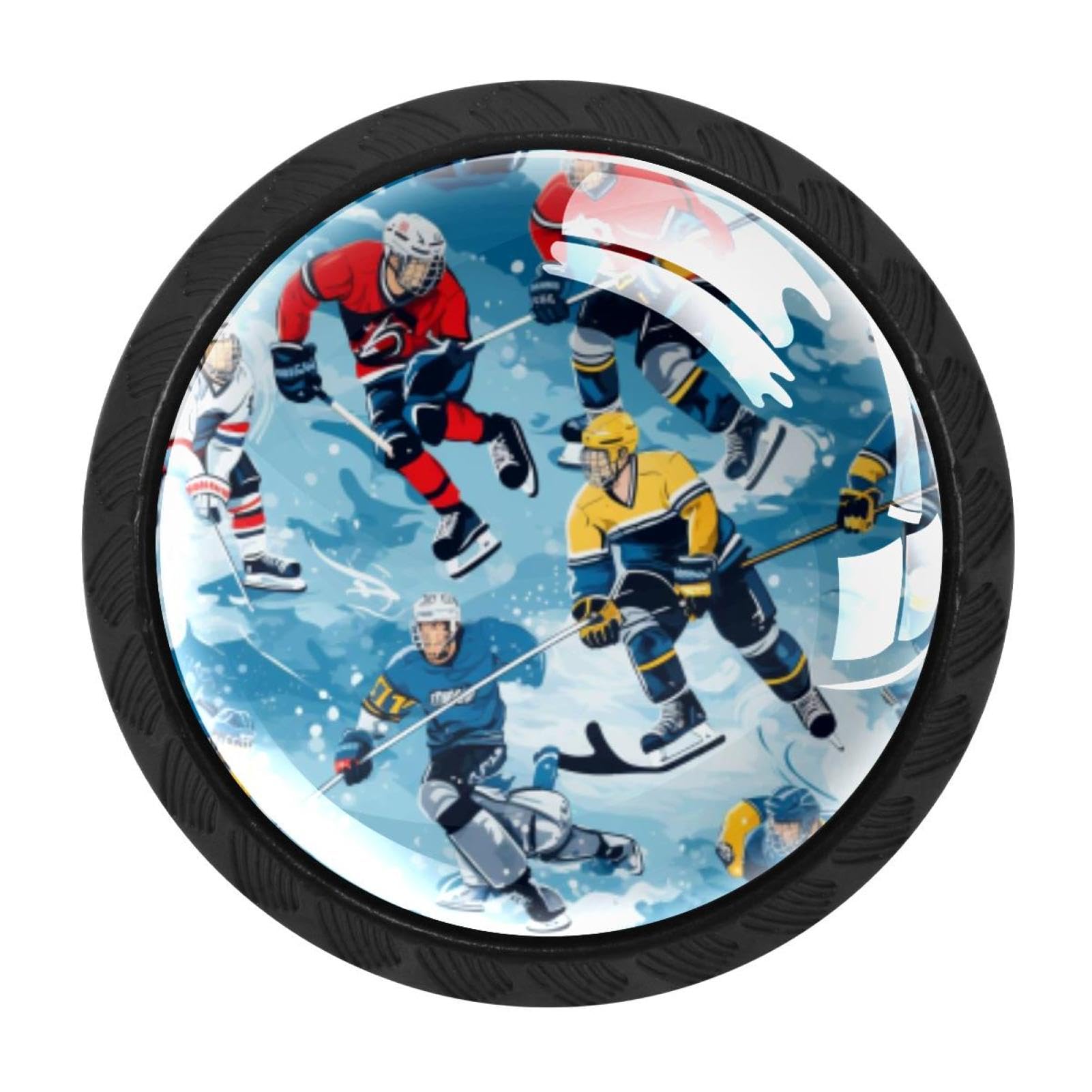 Chenzzzz Multicolored 09 4 Pack Black Ice Hockey Cabinet Pulls With Screws, Kitchen Cabinet Knobs Hardware