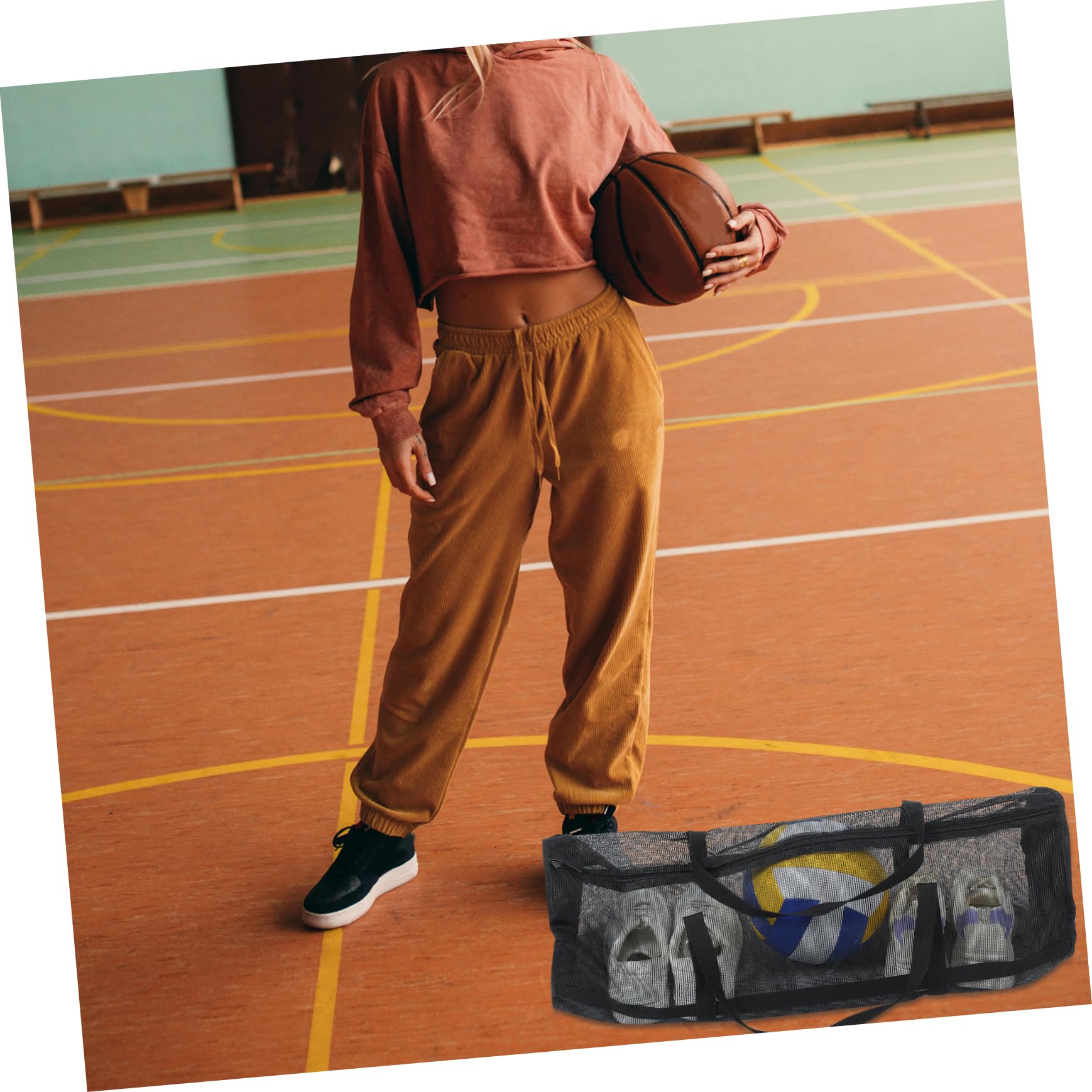 Mipcase Sports Gym Bag Mesh Ball Bag Basketball Soccer Volleyball Storage Breathable Design for Boys and Girls Adults