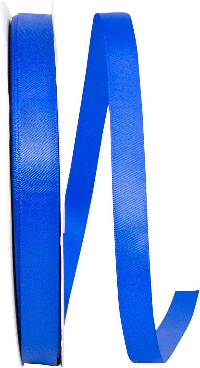 Reliant Ribbon 4950-352-03C Double Face Satin Ribbon, 5/8 Inch X 100 Yards, Electric Blue