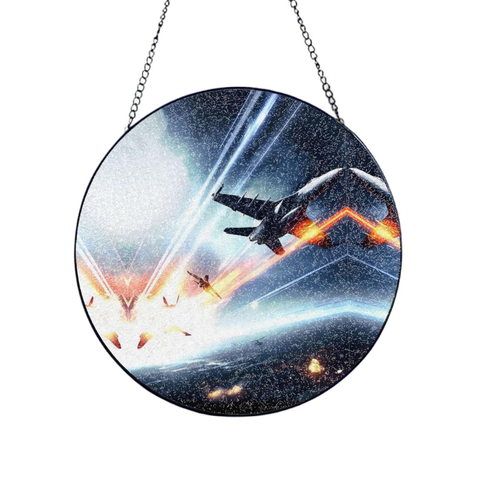 Phayah Airplane Print Stained Glass Window Hanging Suncatcher For Door Terrace Garden Home Decor Sun Catcher Birthday Gifts For Lovers Dad Mom 12in（30cm）